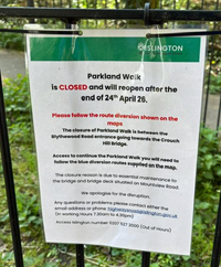 CR12 Parkland Walk closure notice